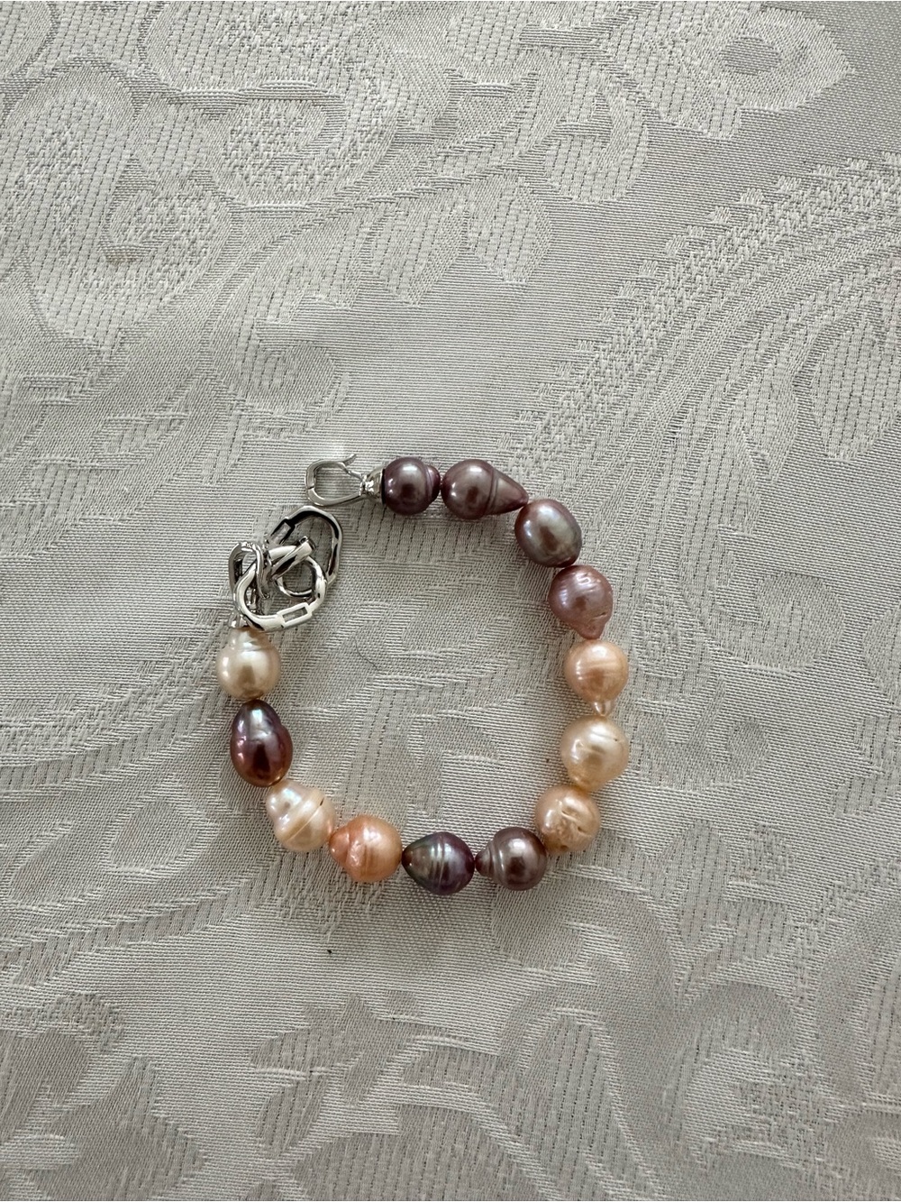 Genuine Pearl Beaded Bracelet in Pink, Peach & Mauve